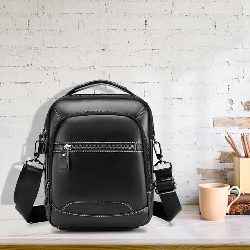 BAIGIO Men's Genuine Leather Shoulder Bag Messenger Briefcase CrossBody Handbag Satchel Travel bag Sling Casual Day Pack in Kuwait