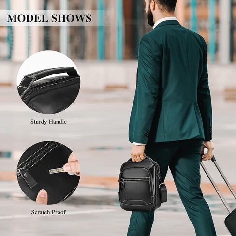 BAIGIO Men's Genuine Leather Shoulder Bag Messenger Briefcase CrossBody Handbag Satchel Travel bag Sling Casual Day Pack in Kuwait