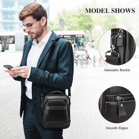 BAIGIO Men's Genuine Leather Shoulder Bag Messenger Briefcase CrossBody Handbag Satchel Travel bag Sling Casual Day Pack in Kuwait