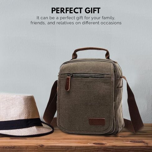 حقيبة كتف صغيرة متعددة الأغراض من القماش من Navor حقيبة كتف كروس ماسنجر للسفر والعمل للرجال والنساء - رمادي in Kuwait