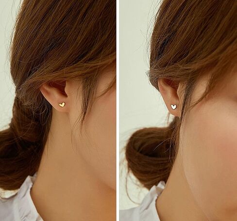 Mini Heart Stud Earrings, Hypoallergenic Tiny Small Cartilage Tragus Stud Earrings for Women Teens Girls Teens Silver/Gold in Saudi Arabia