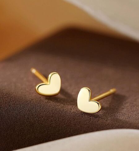 Mini Heart Stud Earrings, Hypoallergenic Tiny Small Cartilage Tragus Stud Earrings for Women Teens Girls Teens Silver/Gold in Saudi Arabia