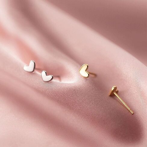 Mini Heart Stud Earrings, Hypoallergenic Tiny Small Cartilage Tragus Stud Earrings for Women Teens Girls Teens Silver/Gold in Saudi Arabia