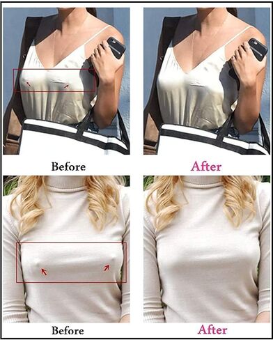 YISIBIA 80 قطعة من أغطية الحلمات للنساء، لاصقة للاستعمال مرة واحدة، ملصقات فطائر الحلمة الطبيعية وغير المرئية من الساتان بتلات الثدي (بيج/أسود) in Kuwait