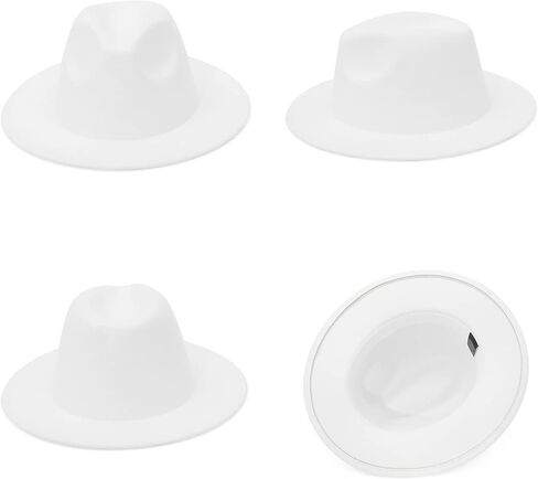 GEMVIE رجل إمرأة صوف فيدورا بنما قبعات واسعة حافة مسطحة تريلبي قبعة لباد حفلة شهم قبعة in Kuwait