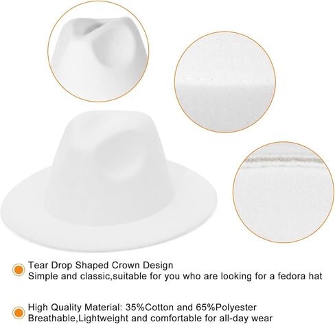 GEMVIE رجل إمرأة صوف فيدورا بنما قبعات واسعة حافة مسطحة تريلبي قبعة لباد حفلة شهم قبعة in Kuwait