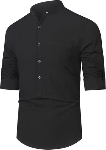 RPOVIG Men's Linen Shirts Long Sleeve Button Down Beach Shirt Henley Casual T Shirt Summer Clothes Soft Lightweight in Saudi Arabia