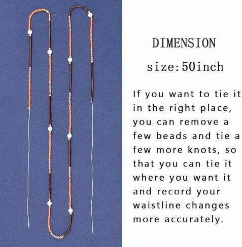ELABEST 50inch Plus Size African Waist Beads Belly Chain Non-Stretching Tie-on Bead Jewelry Accessories for Women and Girls in Saudi Arabia