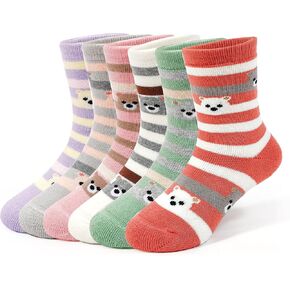 Girls Winter Thick Cotton Socks Kids Warm Lovely Bear Socks 6 Pack in Saudi Arabia