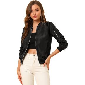 Allegra K Women's Windbreaker Outerwear with Pockets Casual Lightweight Zip Up Bomber Jacket in Saudi Arabia