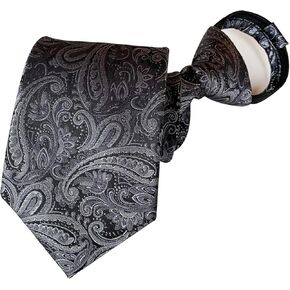 Elfeves Mens Boys Skinny Zipper Tie Wedding Paisley Check Easier Designer Necktie in Kuwait