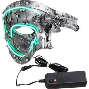 قناع من Qavctw معدني Steampunk Cyborg البندقية، قناع تنكر شبح الأوبرا لقناع ماردي غرا بول للهالوين in Kuwait