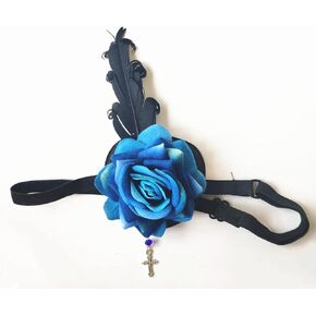 Yuri Gothic Lolita Rose Eye Patch Mask Single Retro Black Fit Hallowmas Party Accessories (red) Feather in Saudi Arabia