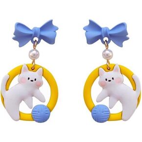 أقراط على شكل قطة من Lezmoii للفتيات أقراط متدلية لطيفة على شكل قطة مجوهرات للفتيات والنساء in Kuwait