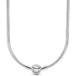 Pandora Classic Snake Chain Charm Necklace - Gift for Her - Sterling Silver with Embossed Ball Clasp Necklace - With Gift Box