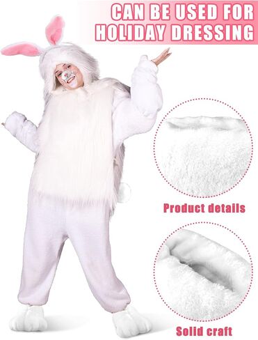 Giegxin 5 Pcs Adult Bunny Costume Halloween White Rabbit Costume Bunny Shoes Rabbit Feet Ear Headband Nose Tail in Saudi Arabia