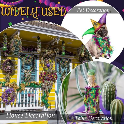 5 PCS Mardi Gras Accessories for Women, Mardi Gras Feather Boas and Feathers Headband with Mardi Gras Beads Mardi Gras Outfit Accessory Set Mardi Gras Party Decorations for Mardi Gras Dress Up in Saudi Arabia