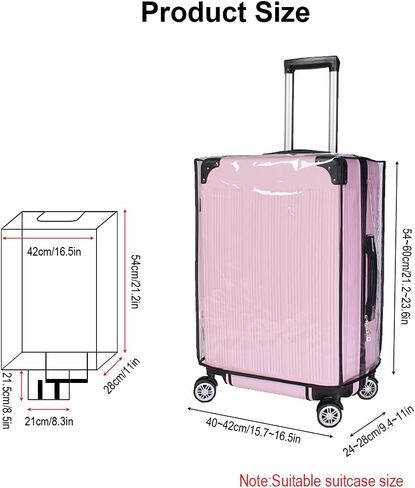 N //A 24 Inch Transparent Luggage Cover Protector Bag, PVC Clear Plastic Suitcase Cover Protector, Travel Luggage Sleeve Protector in Kuwait