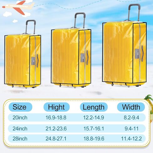 Kacctyen 12 Pcs Clear PVC Suitcase Cover Waterproof Luggage Cover Large Travel Luggage Cover Protector for 28 Inch 24 Inch 20 Inch Wheeled Suitcase, 3 Sizes, classic colors, Sturdy and Long Lasting in Kuwait