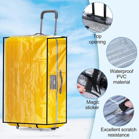 Kacctyen 12 Pcs Clear PVC Suitcase Cover Waterproof Luggage Cover Large Travel Luggage Cover Protector for 28 Inch 24 Inch 20 Inch Wheeled Suitcase, 3 Sizes, classic colors, Sturdy and Long Lasting in Kuwait