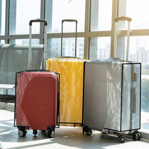 Kacctyen 12 Pcs Clear PVC Suitcase Cover Waterproof Luggage Cover Large Travel Luggage Cover Protector for 28 Inch 24 Inch 20 Inch Wheeled Suitcase, 3 Sizes, classic colors, Sturdy and Long Lasting in Kuwait