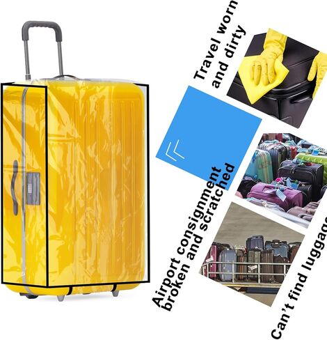 Kacctyen 12 Pcs Clear PVC Suitcase Cover Waterproof Luggage Cover Large Travel Luggage Cover Protector for 28 Inch 24 Inch 20 Inch Wheeled Suitcase, 3 Sizes, classic colors, Sturdy and Long Lasting in Kuwait