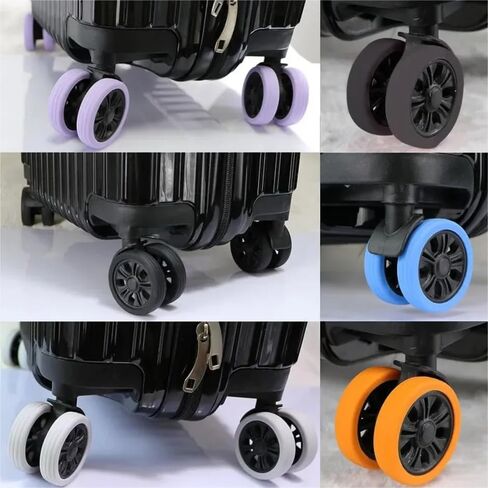 8 Pcs Luggage Wheel Cover - Silicone Suitcase Wheels Protector Covers, Travel Luggage Covers No Noise Luggage Spinner Wheel Covers for Most Wheels in Kuwait