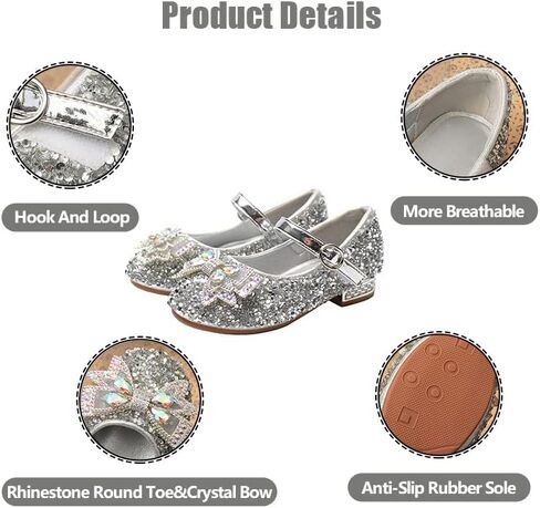 حذاء Unybwonn Sparkle للفتيات من الجلد لحفلات الأميرات للفتيات، ناعم ومقاوم للاهتراء لأي مناسبة خاصة لفتاة الزهور الزفاف in Kuwait
