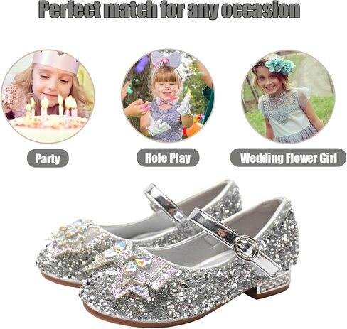 حذاء Unybwonn Sparkle للفتيات من الجلد لحفلات الأميرات للفتيات، ناعم ومقاوم للاهتراء لأي مناسبة خاصة لفتاة الزهور الزفاف in Kuwait