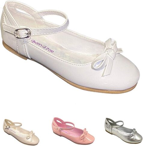 Gwen & Zoe Girl Dress Flats Shoes for Weddings, Christmas, First Communion, Easter, Flower Girl - Big and Little Girl Flats, Toddler, Kids Ballet Flats with Strap in Kuwait
