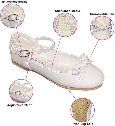 Gwen & Zoe Girl Dress Flats Shoes for Weddings, Christmas, First Communion, Easter, Flower Girl - Big and Little Girl Flats, Toddler, Kids Ballet Flats with Strap in Kuwait