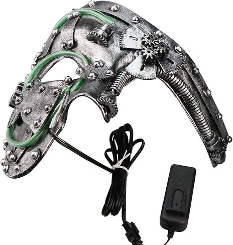 قناع من Qavctw معدني Steampunk Cyborg البندقية، قناع تنكر شبح الأوبرا لقناع ماردي غرا بول للهالوين in Kuwait