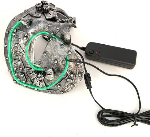 قناع من Qavctw معدني Steampunk Cyborg البندقية، قناع تنكر شبح الأوبرا لقناع ماردي غرا بول للهالوين in Kuwait