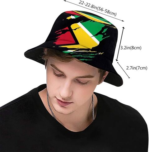 MANQINF غيانا العلم للجنسين دلو القبعات Packable غيانا صياد القبعات في الهواء الطلق الصيف السفر التنزه قبعات الشاطئ للرجال والنساء in Kuwait