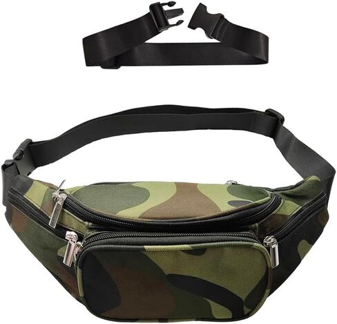 5 جيوب مموهة للنساء والرجال حزام قابل للتعديل سعة كبيرة مموهة حقيبة خصر للسفر حقيبة كتف للصدر للهاتف والجري والمشي لمسافات طويلة, طراز مموه, كلاسيكي in Kuwait