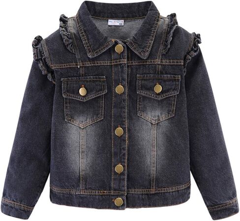 Mud Kingdom Toddler Little Girls Denim Jacket with Tulle Turn-down Collar Fashion Spring Autumn in Saudi Arabia