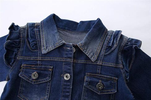 Mud Kingdom Toddler Little Girls Denim Jacket with Tulle Turn-down Collar Fashion Spring Autumn in Saudi Arabia