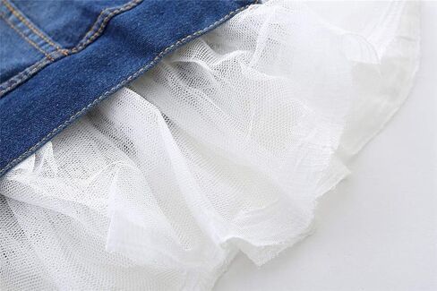 Mud Kingdom Toddler Little Girls Denim Jacket with Tulle Turn-down Collar Fashion Spring Autumn in Saudi Arabia