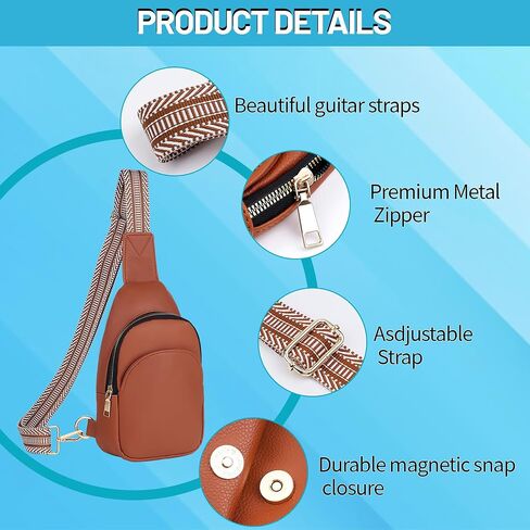 YQC Small Sling Bag for Women -Stylish Vegan Leather Fanny Pack Crossbody bags -Guitar Strap Women's Chest Bag for Travel in Saudi Arabia