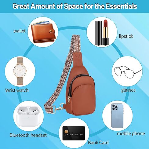 YQC Small Sling Bag for Women -Stylish Vegan Leather Fanny Pack Crossbody bags -Guitar Strap Women's Chest Bag for Travel in Saudi Arabia