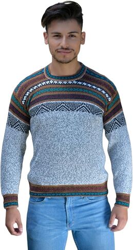 Gamboa Alpaca Sweater for Men Light and Softness Wool Pullover Crewneck Knitted Fall Winter Sweaters in Saudi Arabia