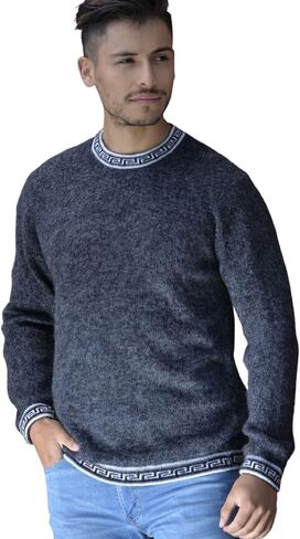 Gamboa Alpaca Sweater for Men Light and Softness Wool Pullover Crewneck Knitted Fall Winter Sweaters in Kuwait
