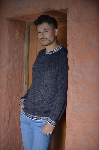Gamboa Alpaca Sweater for Men Light and Softness Wool Pullover Crewneck Knitted Fall Winter Sweaters in Kuwait