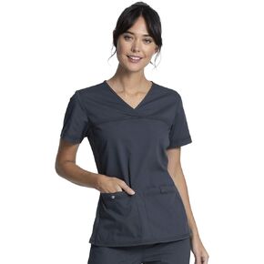 Cherokee Women Scrubs Top Workwear Professionals V-Neck Knit Panel WW2968