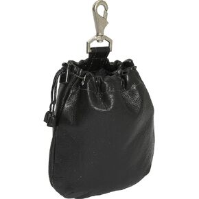 Piel Leather Drawstring Pouch, Black, One Size