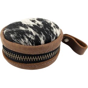 Western Leather Works, Rounded Coin Case Handmade from Full Grain Leather, Organizer Pouch, Carry Bag, Portable Charging Cable Holder, Travel & Commuter Accessories - Furry in Kuwait