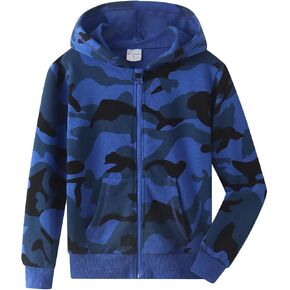Spring&Gege Boys Camo Print Hoodies Soft Full Zipper Hooded Sweatshirt