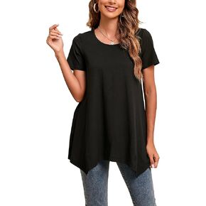ENMAIN Tunic Tops for Women Plus Size Short Sleeve Top Loose Fit Dressy Casual Swing Summer Tunics Tops to Wear with Leggings in Saudi Arabia