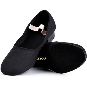 حذاء رقص DANCEYOU باللون الأسود من القماش مع حزام مطاطي للنساء والأطفال الصغار in Kuwait