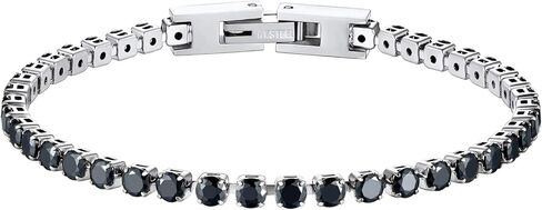PROSTEEL سوار تنس كلاسيكي مكعب زركونيا للنساء، أساور تنس من الفولاذ المقاوم للصدأ مطلي بالذهب عيار 18 قيراطًا شفاف/أسود، مقاس 6.5/7.5 بوصة، تأتي في صندوق هدايا in Saudi Arabia